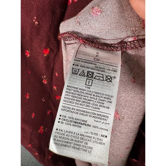 Old Navy Dress Women Short Sleeve Puff Sleeve Floral Burgundy Midi Boho Cottage - Picture 3 of 8